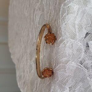 Kendra Scott "Arden" Orange Drusy Open Pinch Cuff Gold Bracelet.